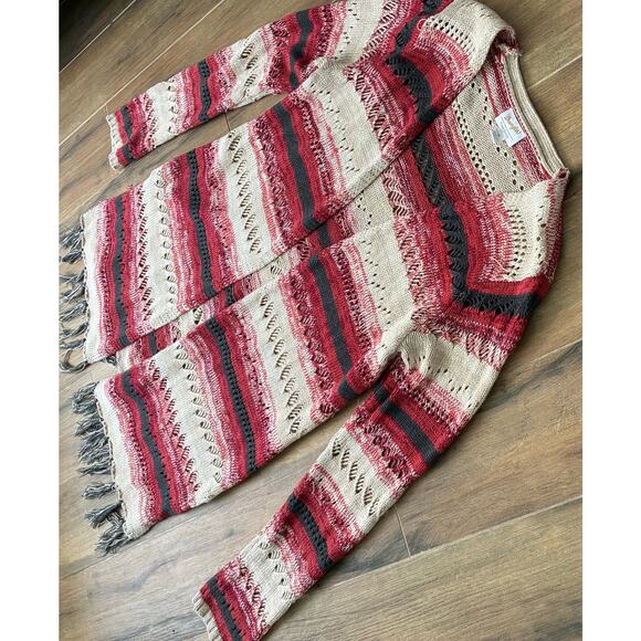 Wrangler Fringe Open Front Knit Cardigan Women's Medium - Picture 2 of 10